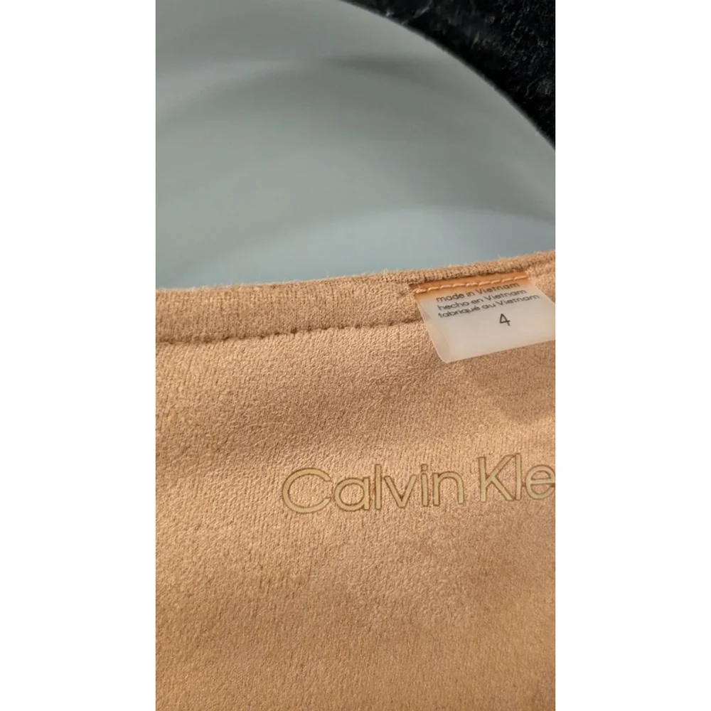 NWOT Women's Calvin Klein Tan Faux Suede Dress with Zipper Detail Size 4 - Picture 9 of 10